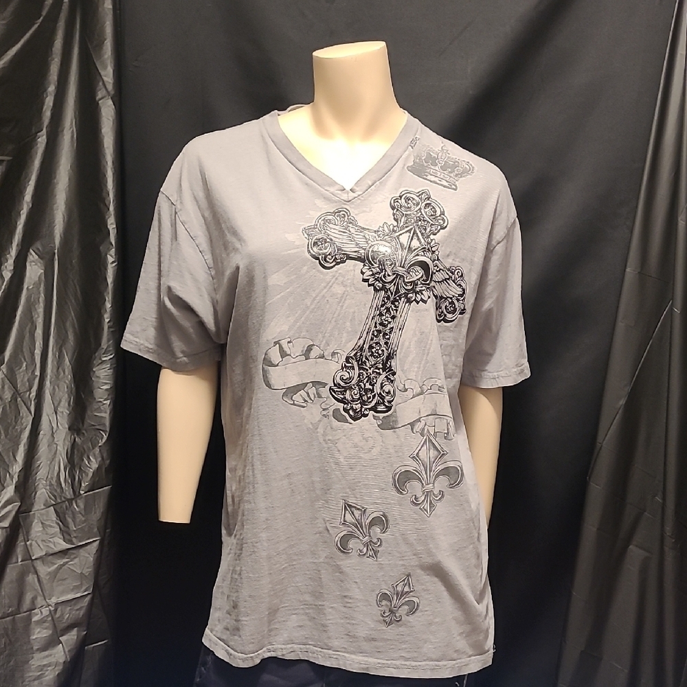 Apostasy by Affliction T Shirt XL Gray Vintage Y2K Emo Grunge Skater